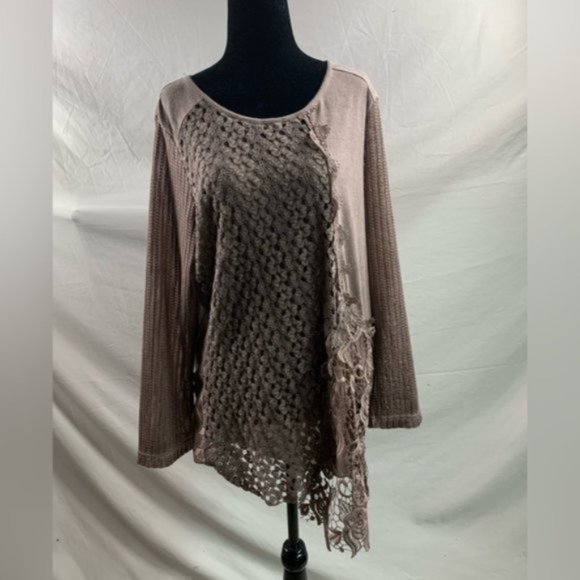 Floral Lace Tunic Brown NWT - Picture 1 of 6